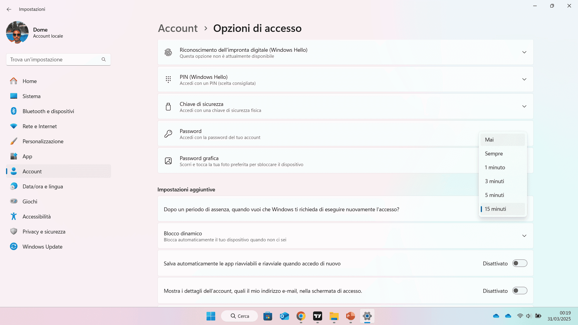 Disattivare la richiesta di Password dopo lo Standby - Fase 1