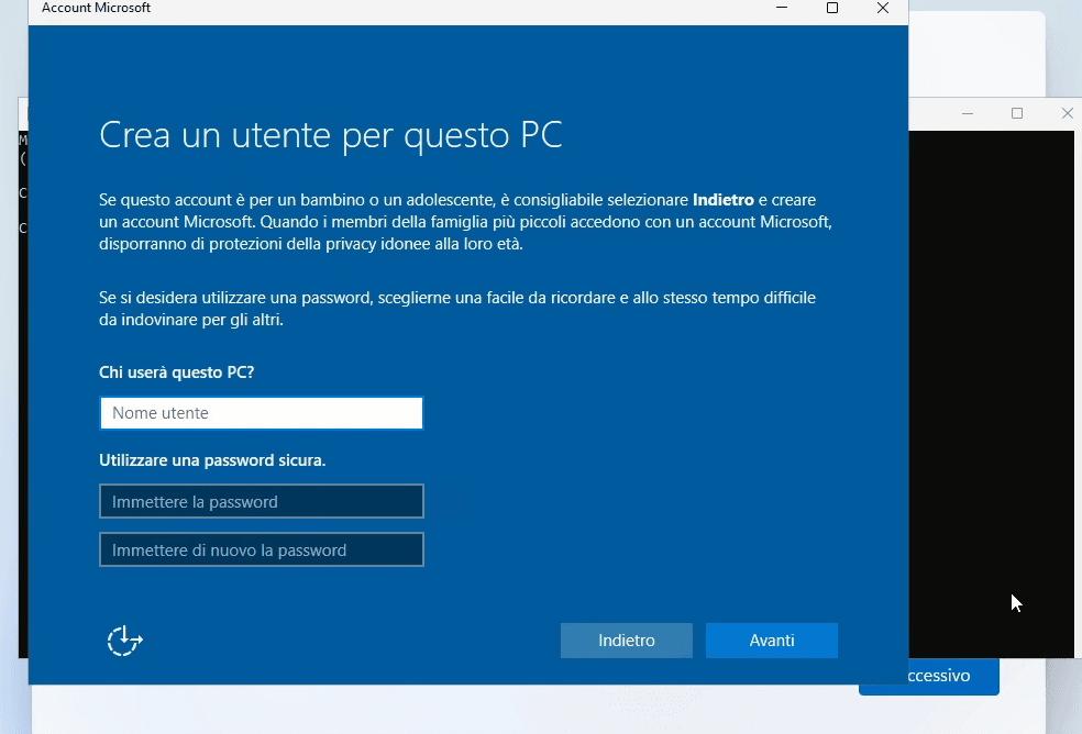Procedura di Bypass Schermata Microsoft (Shift + F10) - Fase 3
